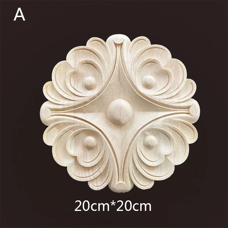 Carved Wooden Applique Floral Furniture Onlay Decorative Trim 7
