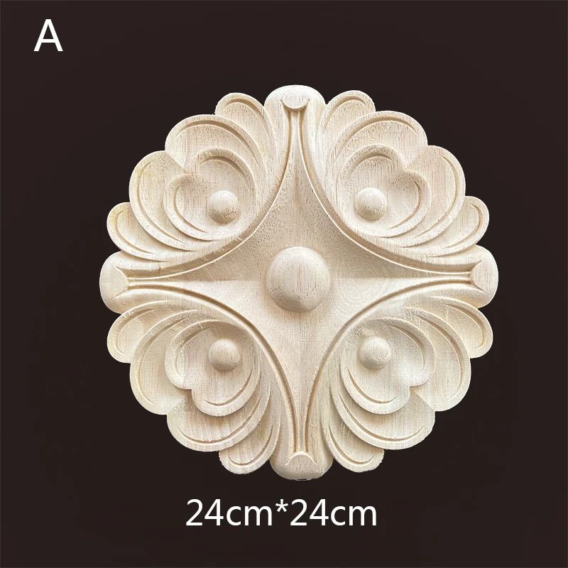 Carved Wooden Applique Floral Furniture Onlay Decorative Trim 8