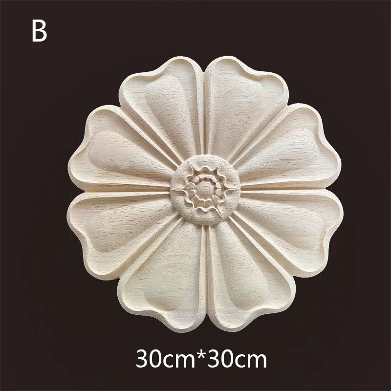 Carved Wooden Applique Floral Furniture Onlay Decorative Trim 9