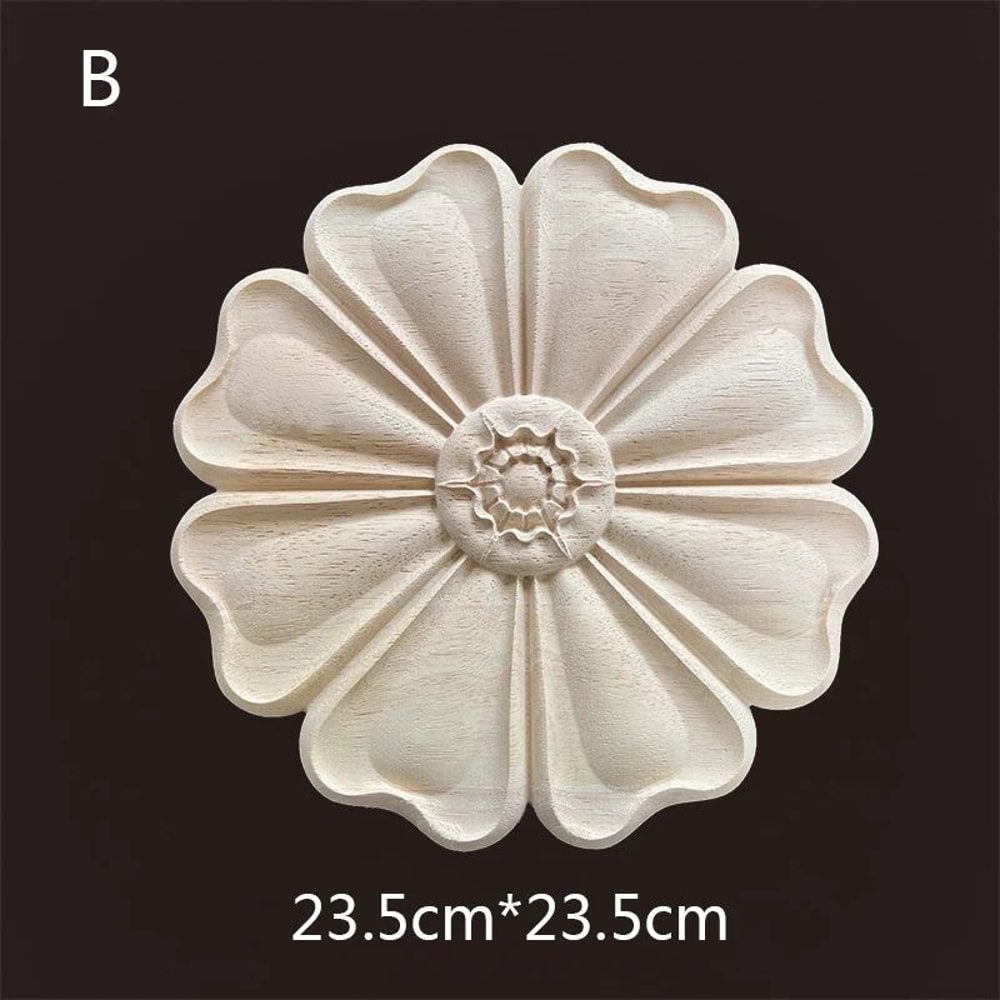 Carved Wooden Applique Floral Furniture Onlay Decorative Trim 10