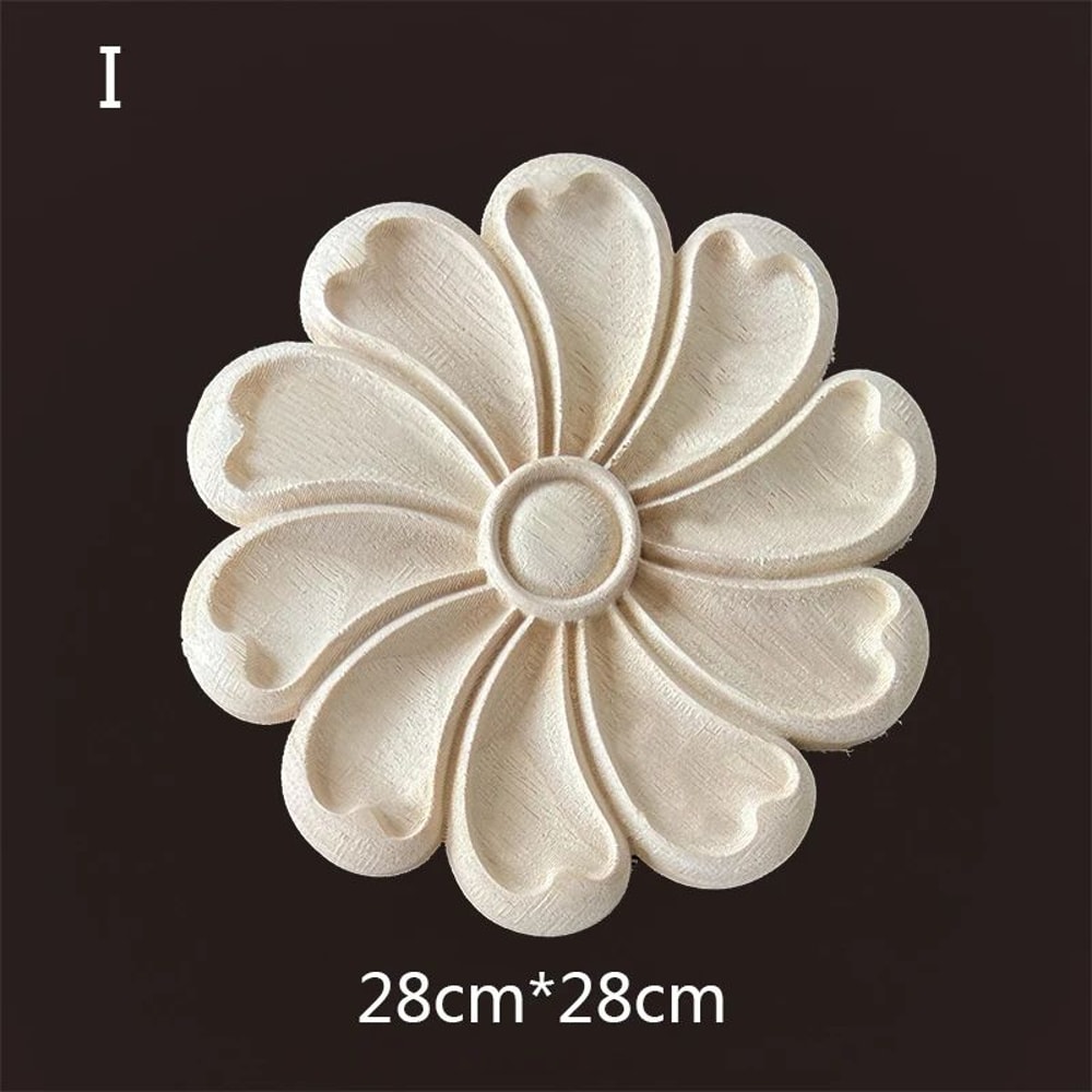 Carved Wooden Applique Floral Furniture Onlay Decorative Trim 24