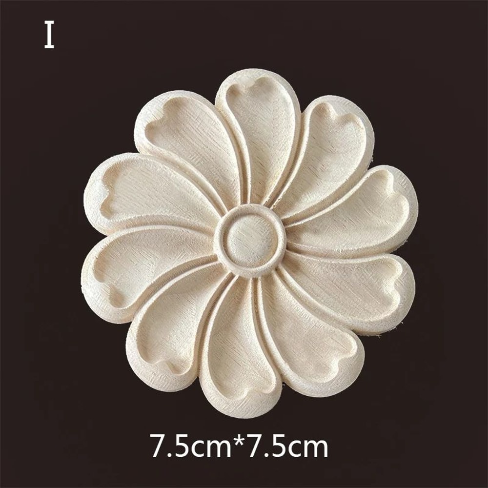Carved Wooden Applique Floral Furniture Onlay Decorative Trim 25
