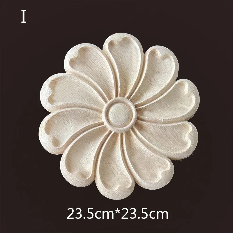 Carved Wooden Applique Floral Furniture Onlay Decorative Trim 26