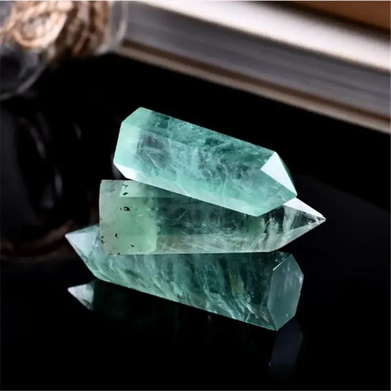 Green Fluorite Crystal Wand Polished Healing Stone Obelisk Decor 1