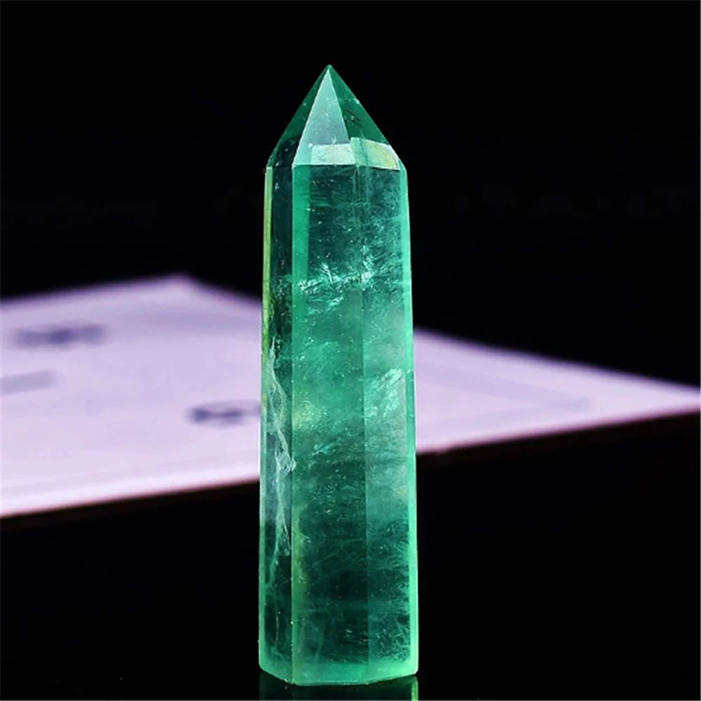 Green Fluorite Crystal Wand Polished Healing Stone Obelisk Decor 2