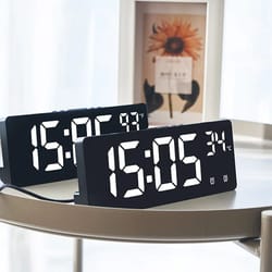 smart led digital alarm clock with voice control temperature display