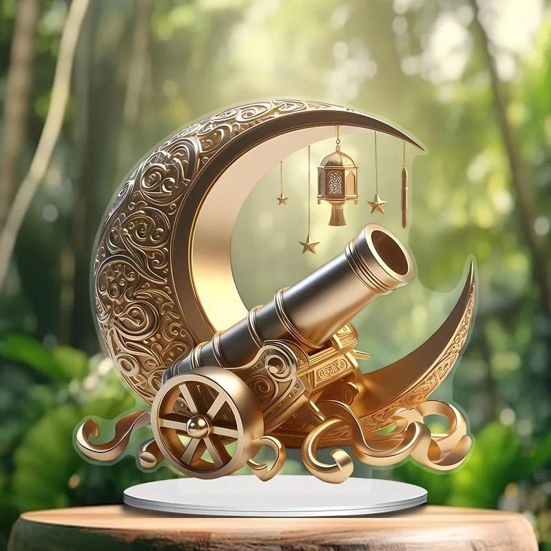 Moon And Lantern Acrylic Ramadan Decor Desktop Eid Table Ornament 4