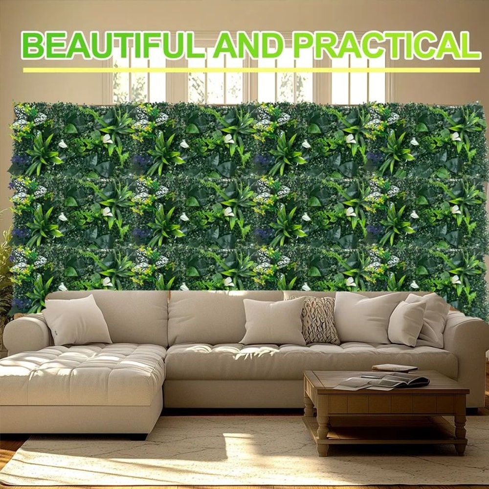Artificial Green Plant Wall Panels Outdoor Garden Fence Decor Backdrop 1