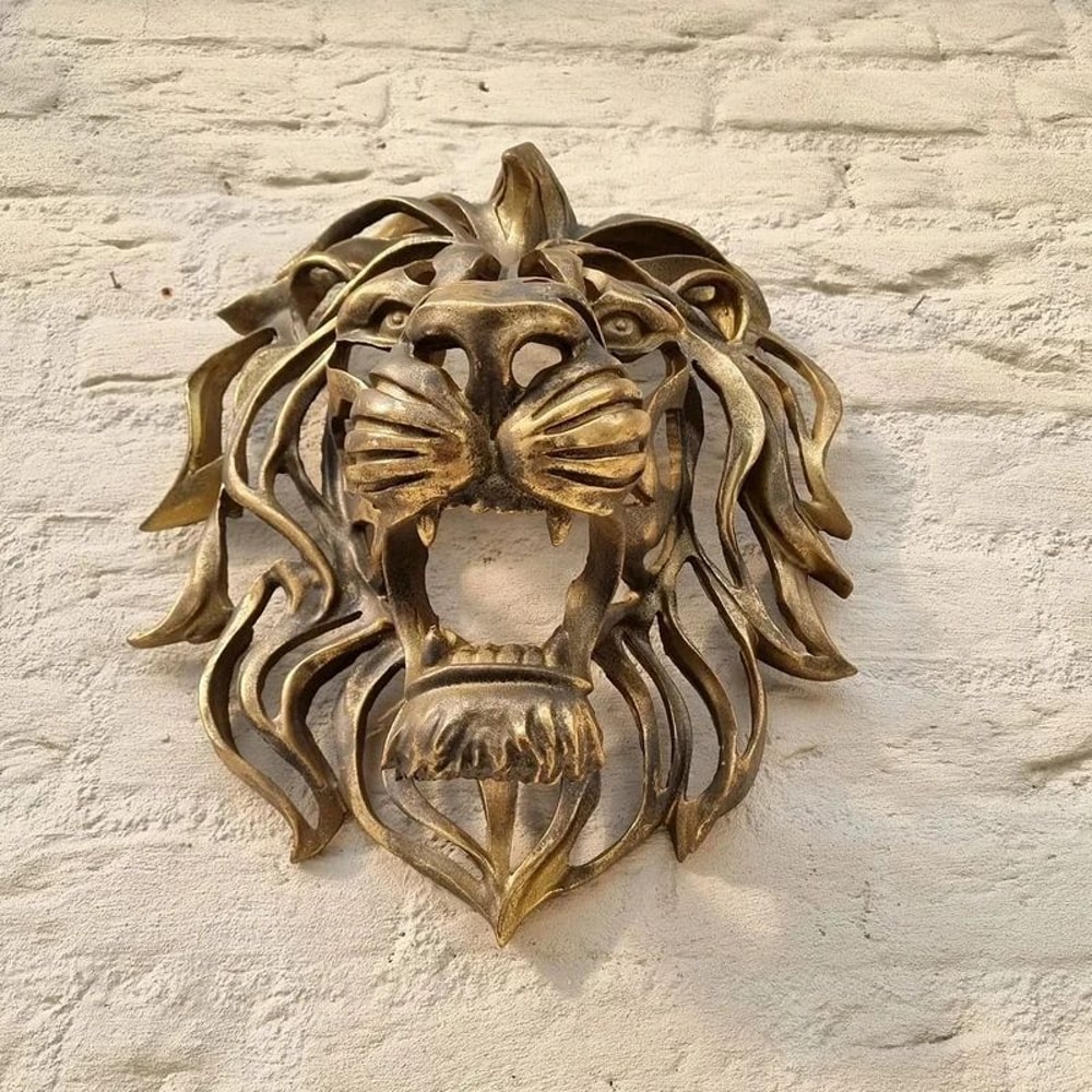 Golden Lion Head Wall Sculpture Luxury Resin Wall Decor 0