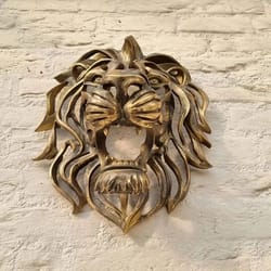 golden lion head wall sculpture luxury resin wall decor