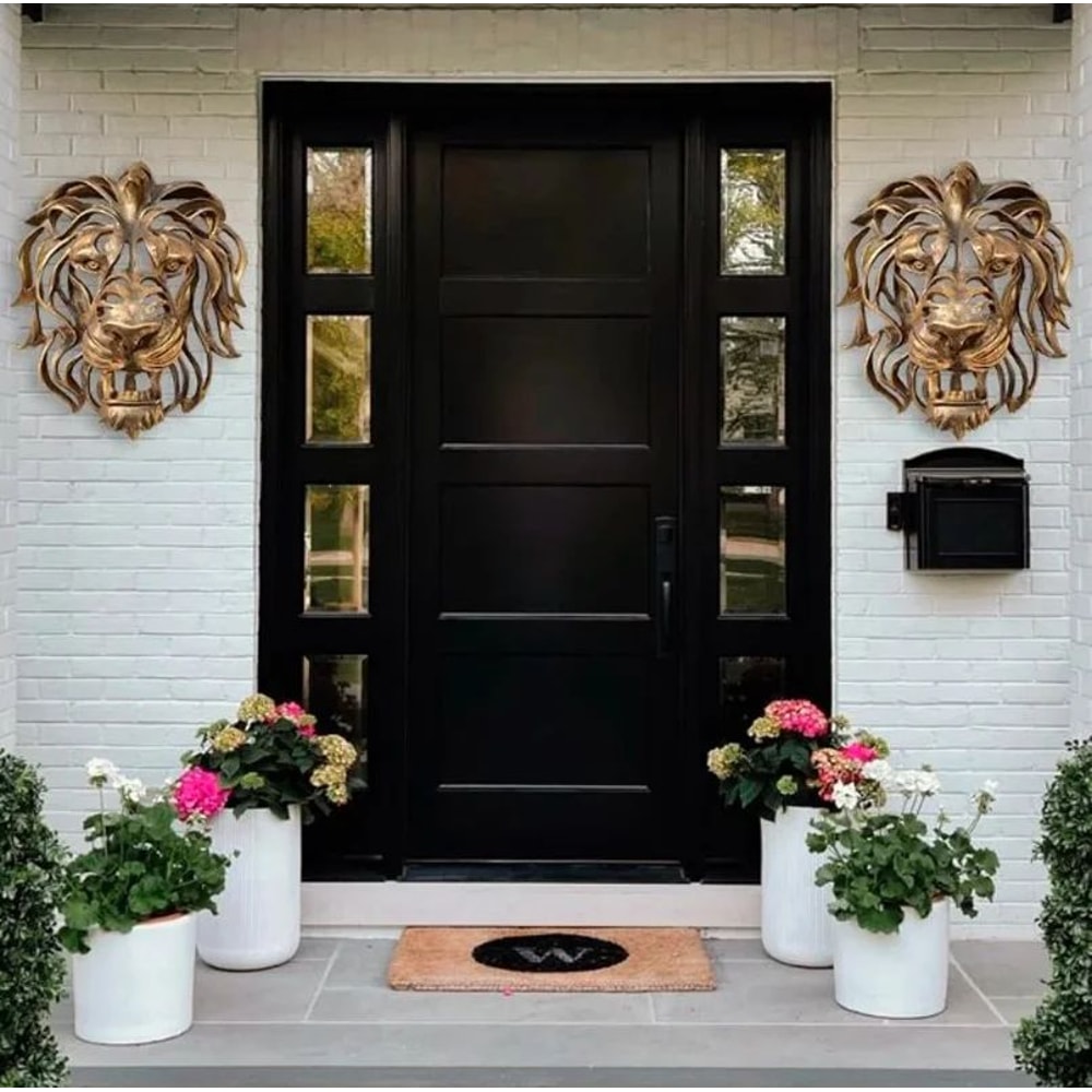 Golden Lion Head Wall Sculpture Luxury Resin Wall Decor 4