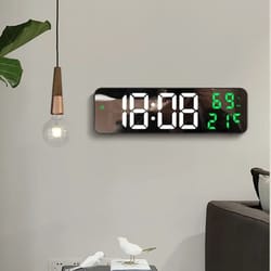 large led digital wall clock with temperature humidity display usb powered alarm clock