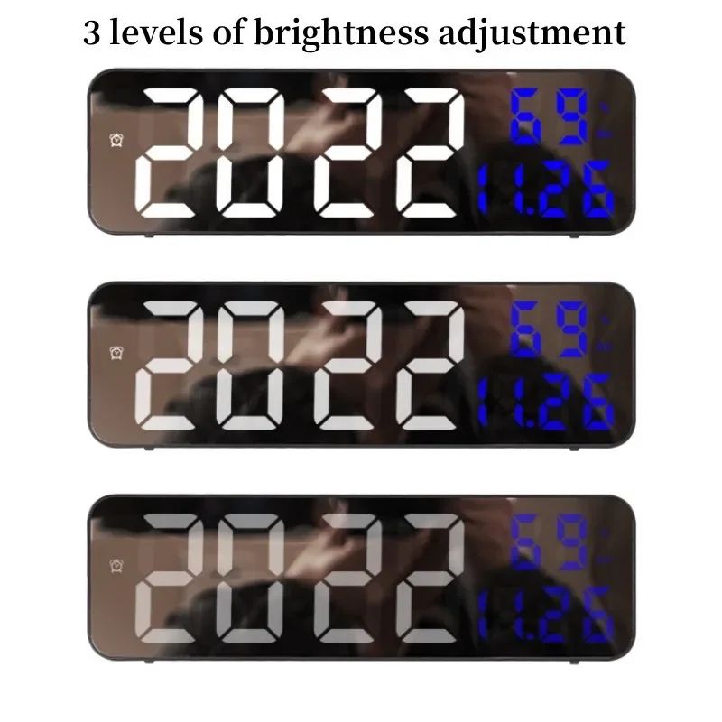 Large LED Digital Wall Clock With Temperature Humidity Display USB Powered Alarm Clock 2
