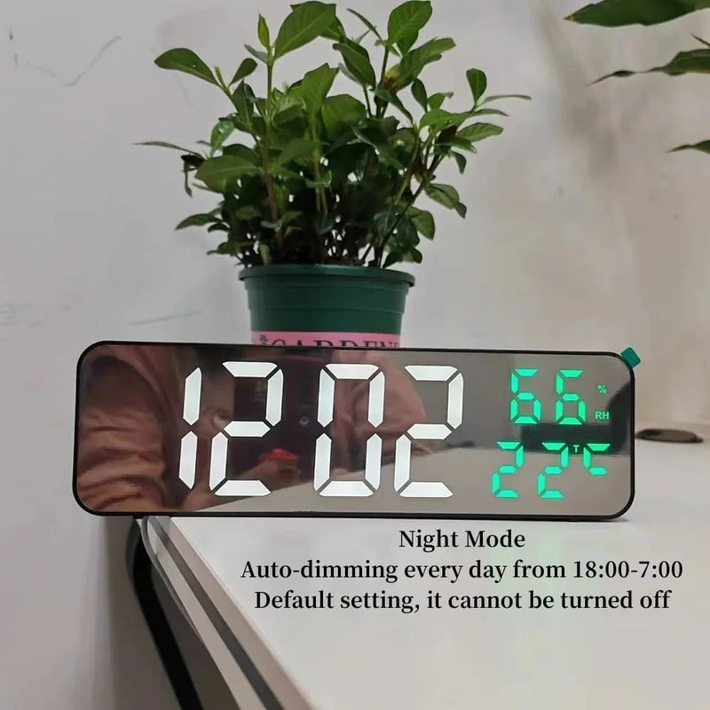 Large LED Digital Wall Clock With Temperature Humidity Display USB Powered Alarm Clock 3