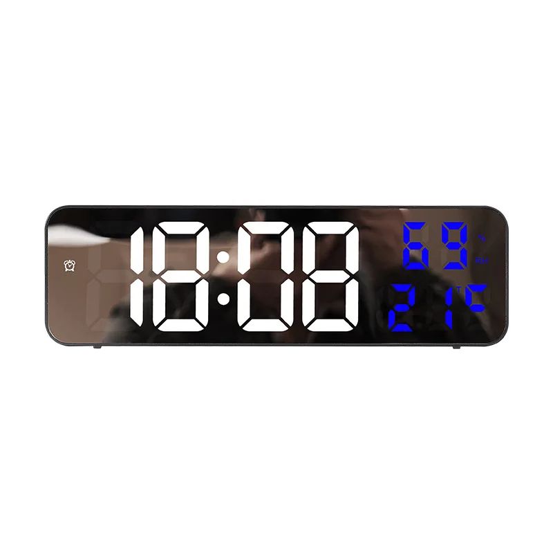 Large LED Digital Wall Clock With Temperature Humidity Display USB Powered Alarm Clock 6