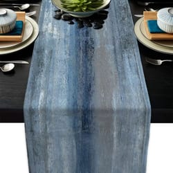 modern farmhouse tie dye table runner rustic linen dining decor