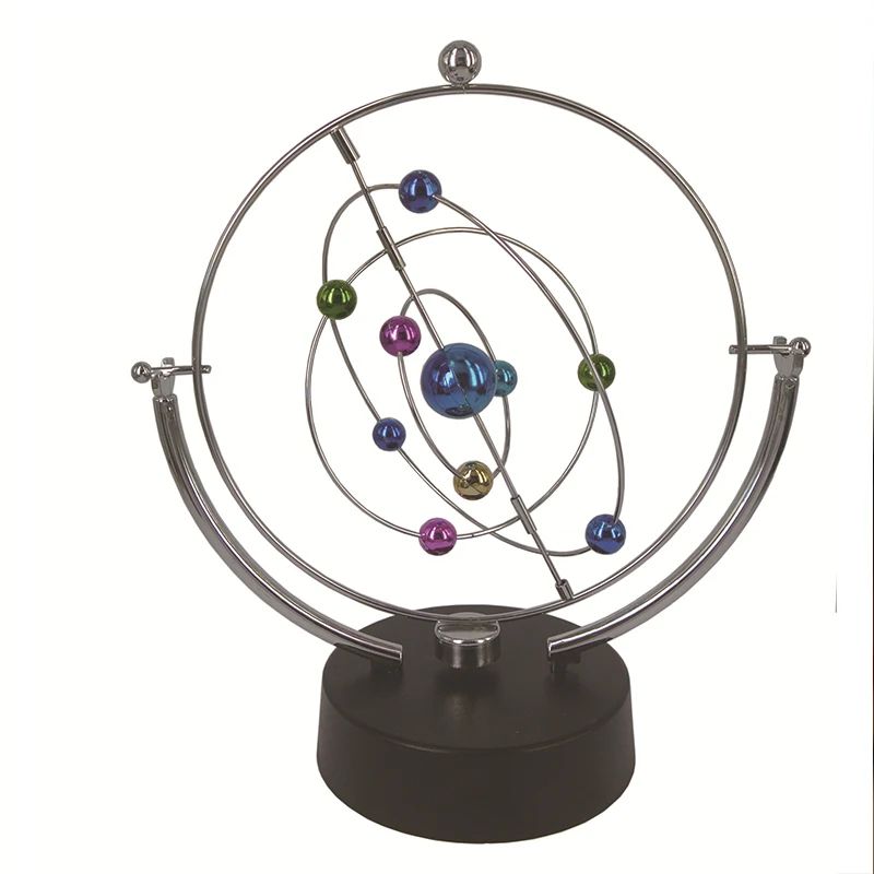 Perpetual Motion Desk Sculpture Kinetic Orbital Globe Decor 1