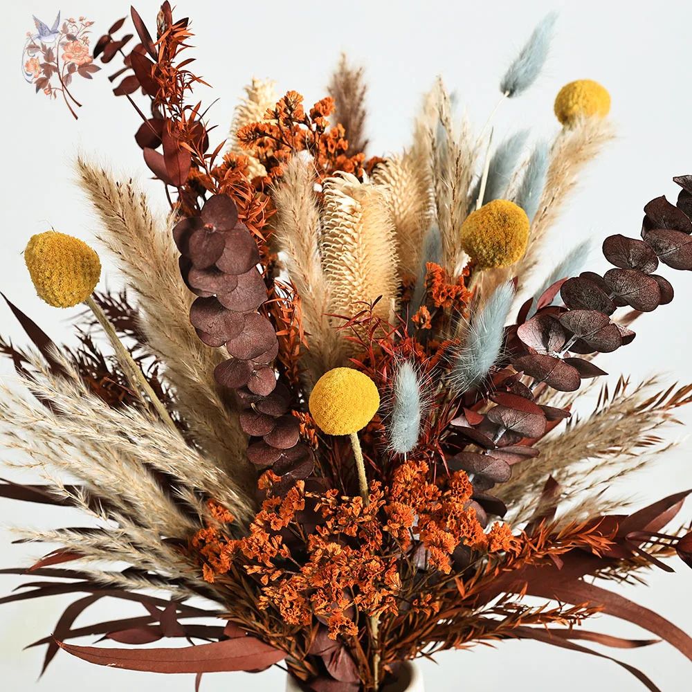 Boho Preserved Flower Bouquet Set Pampas Eucalyptus Home Decor 2