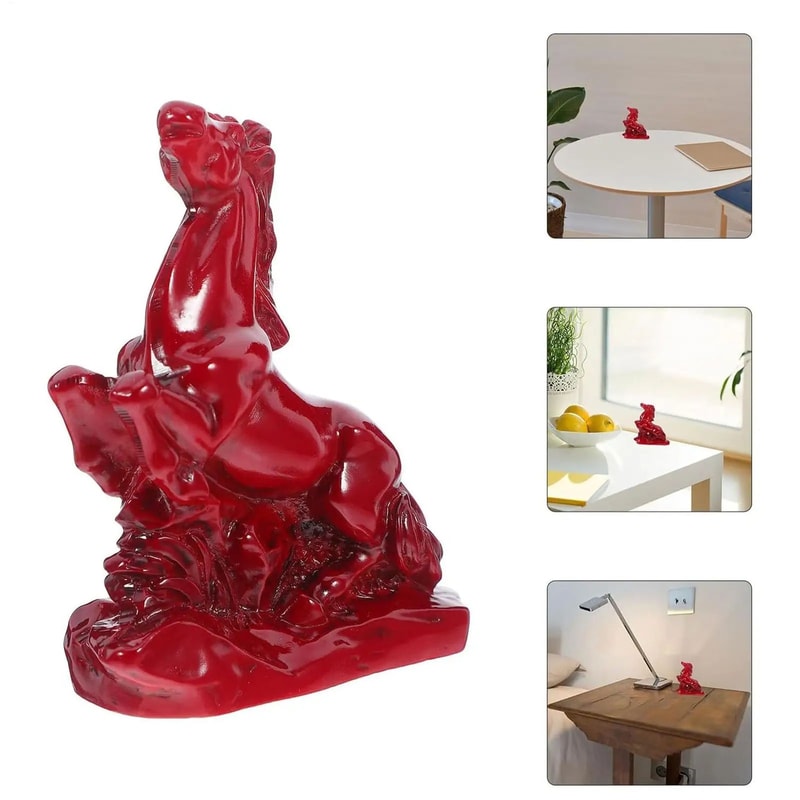 Red Horse Statue Feng Shui Wealth Success Desk Decor 5