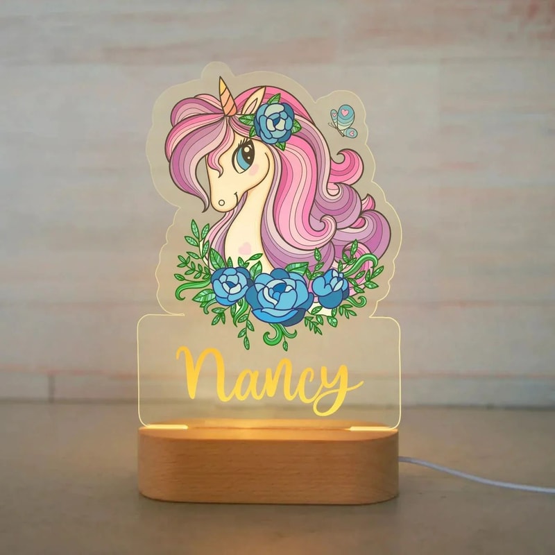 Personalized Kids Name Night Light Custom Acrylic Animal Lamp 18