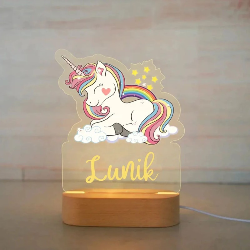 Personalized Kids Name Night Light Custom Acrylic Animal Lamp 20