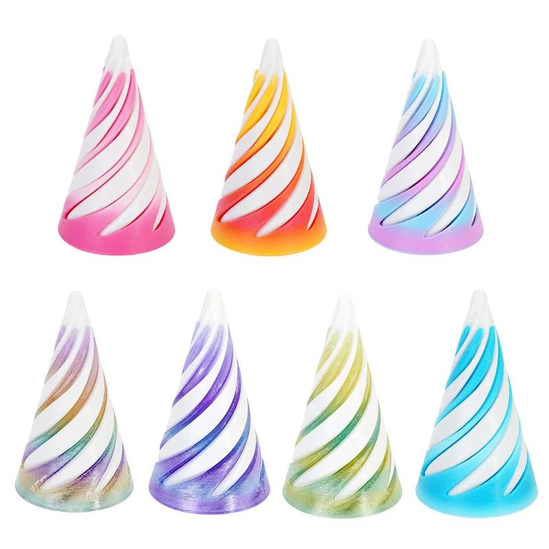 3D Printed Rotating Pyramid Fidget Toy Anti Stress Spiral Cone 3