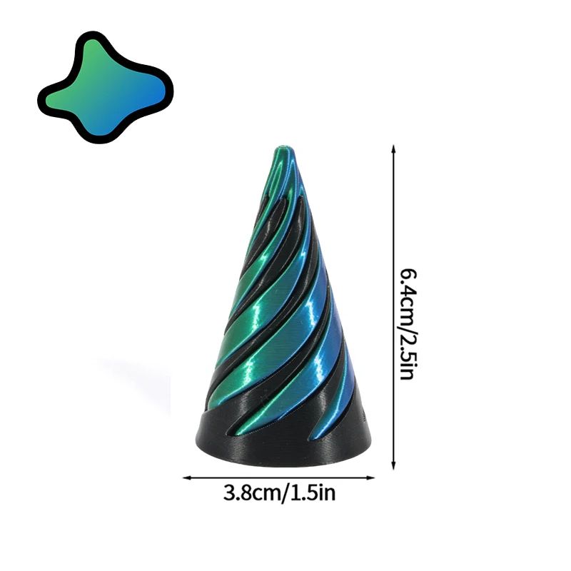 3D Printed Rotating Pyramid Fidget Toy Anti Stress Spiral Cone 22