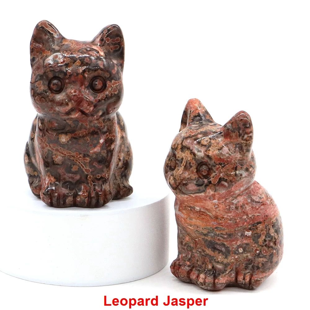 Natural Crystal Cat Statue Amethyst Healing Stone Animal Figurine 15