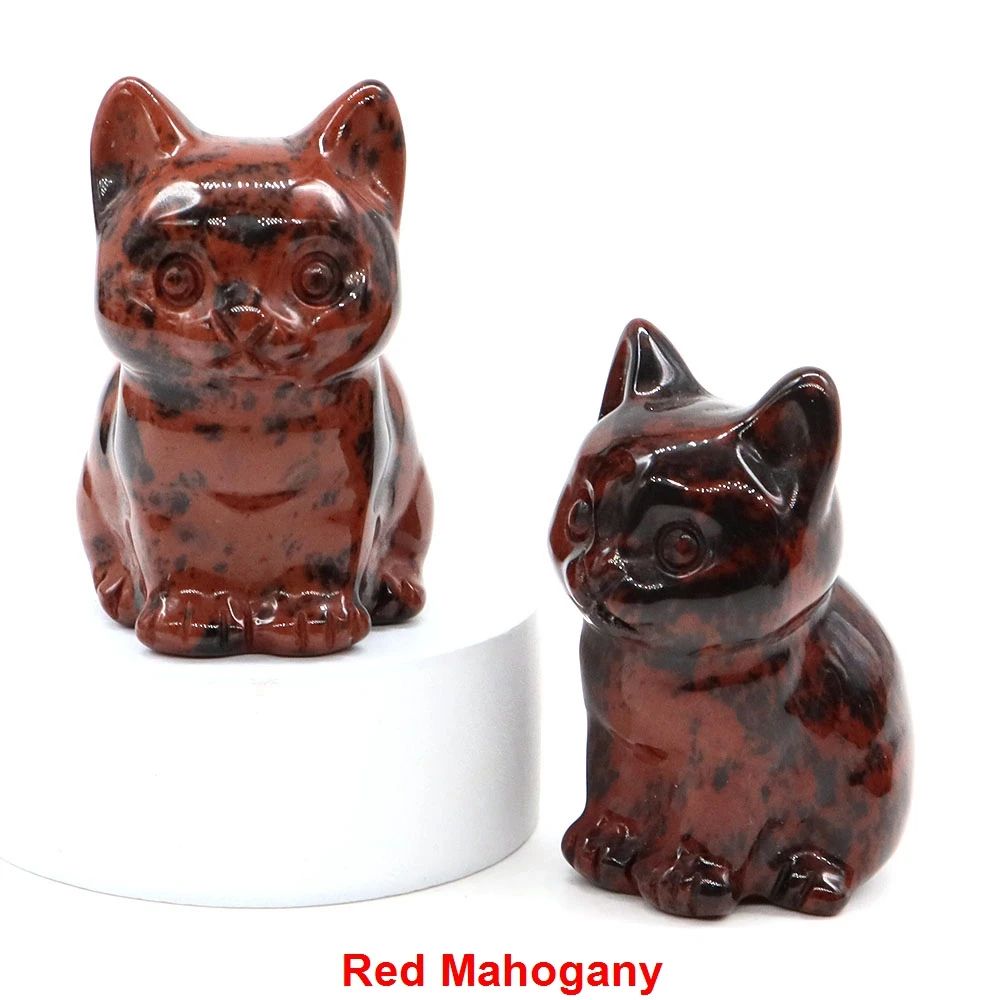 Natural Crystal Cat Statue Amethyst Healing Stone Animal Figurine 18