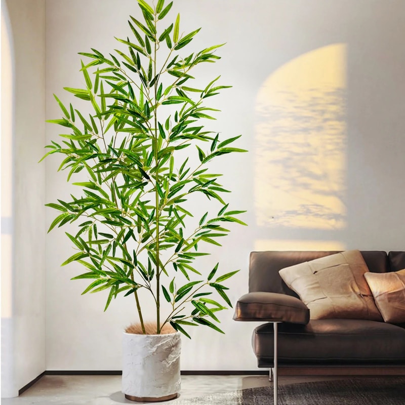 Lifelike Artificial Bamboo Plant Tall Indoor Faux Bamboo Leaves Decor 2