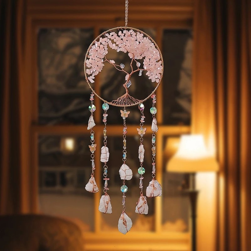 Natural Agate Dream Catcher Crystal Moon Star Wall Hanging Decor 3