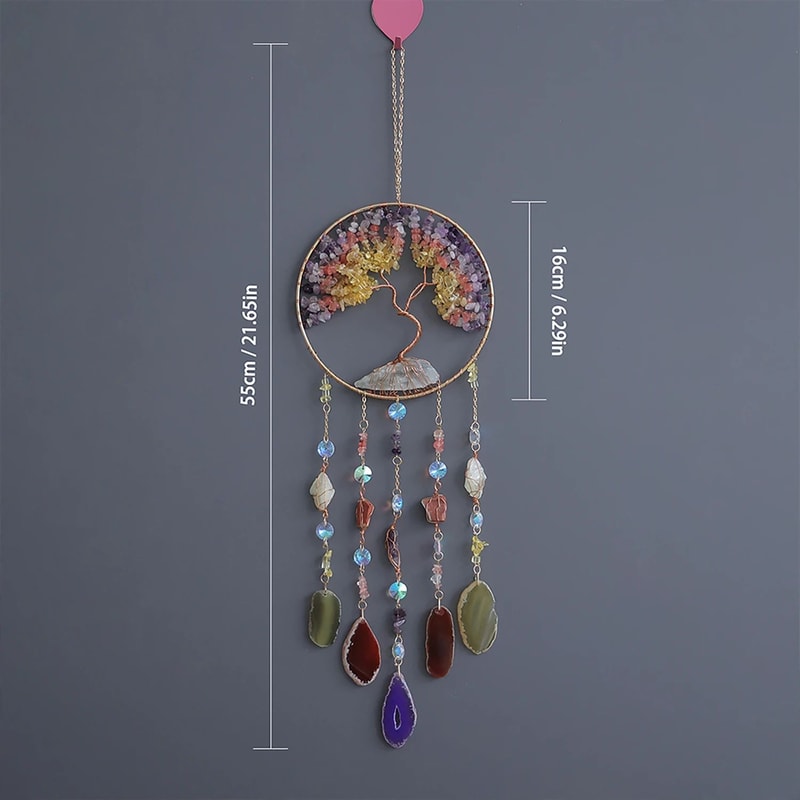 Natural Agate Dream Catcher Crystal Moon Star Wall Hanging Decor 6