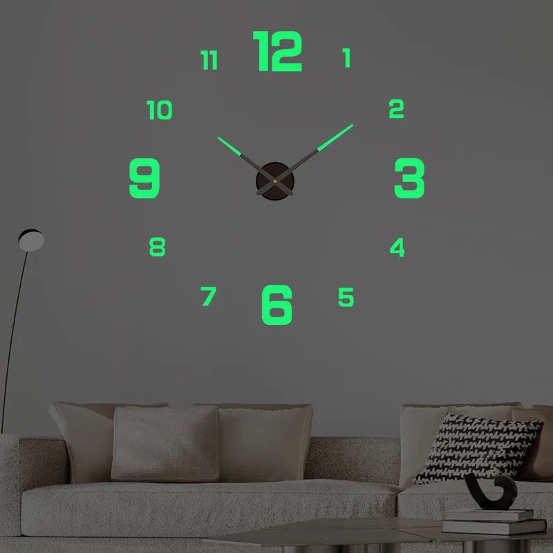 3D DIY Wall Clock Luminous Frameless Modern Wall Clock Decor 1