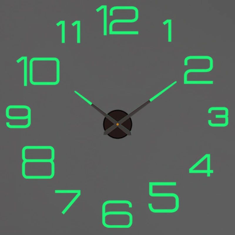 3D DIY Wall Clock Luminous Frameless Modern Wall Clock Decor 8