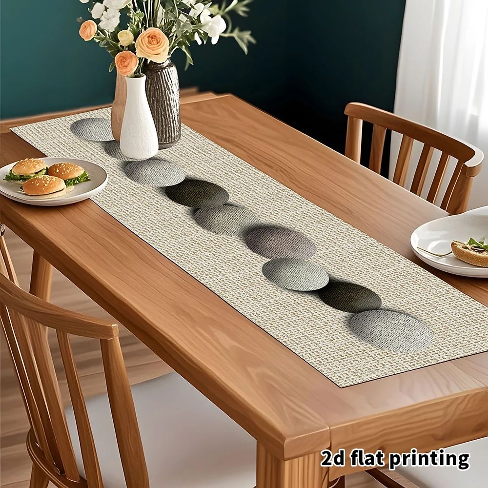 Earth Tone Table Runner Pebble Pattern Neutral Fabric Table Decor 2