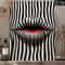 Abstract Lip Canvas Wall Art Black And White Striped Modern Decor Print 5