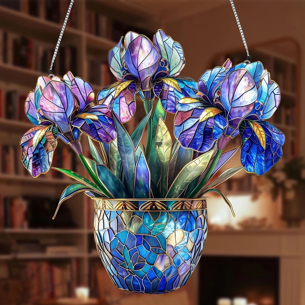 Acrylic Hanging Plant Suncatcher Window Decor Floating Flower Basket Ornament 4