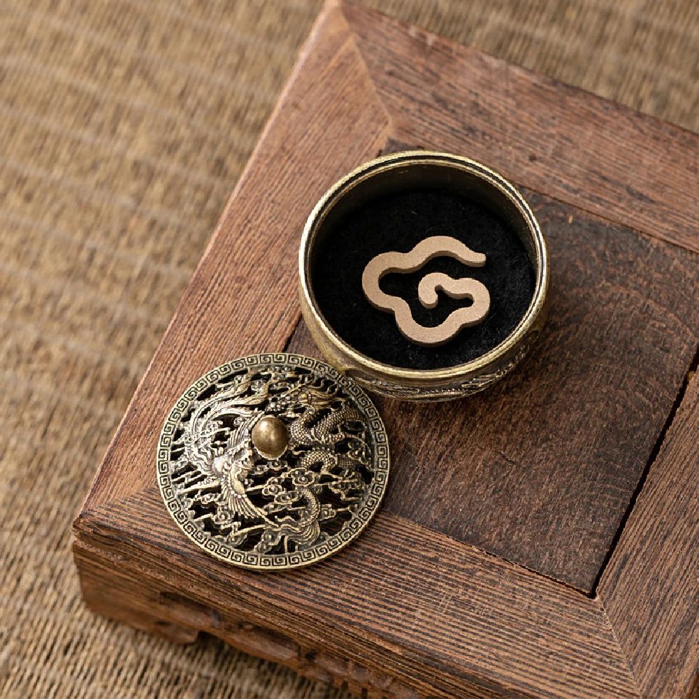 Antique Brass Incense Burner Dragon Phoenix Mini Incense Holder Decor 2