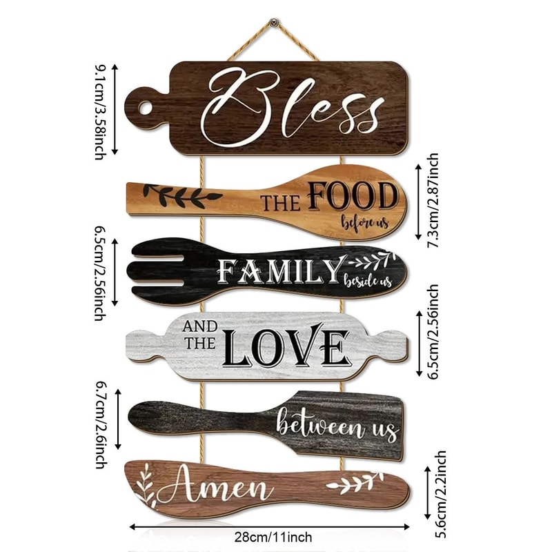 Kitchen Blessings Wooden Wall Decor Family Dining Room Wall Art Sign 1