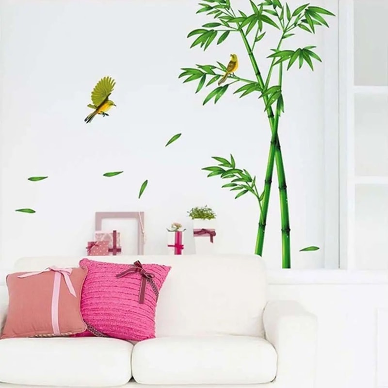 Bamboo Forest Wall Sticker Removable Nature Wall Decor For Living Room 3