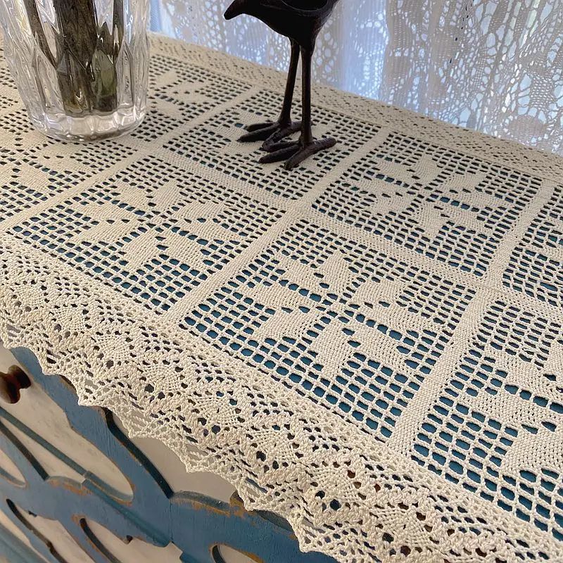 Vintage Crochet Table Runner Cotton Linen Lace Table Cover For Dining And Decor 3