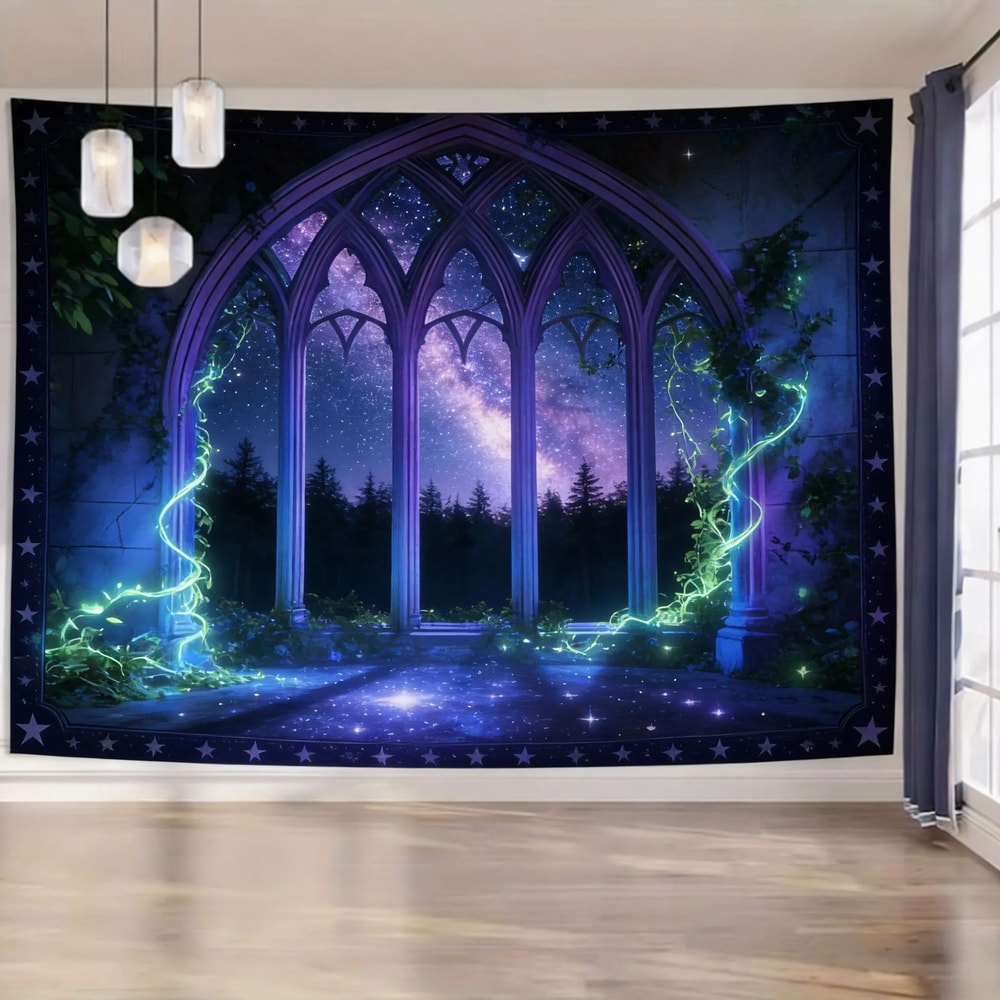 Gothic Window Landscape Tapestry Nature Wall Decor For Bedroom And Living Room 12