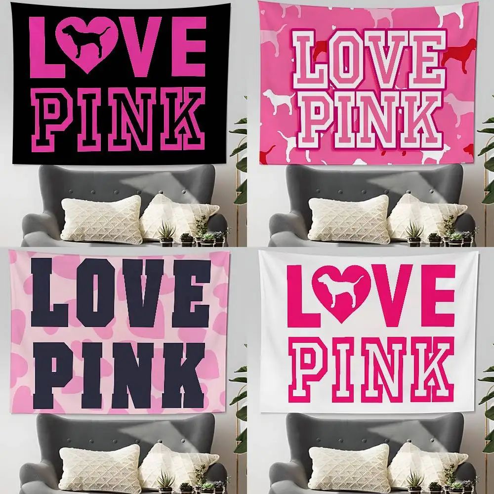 Pink Love Tapestry Wall Hanging Aesthetic Room Decor For Bedroom And Living Space 2