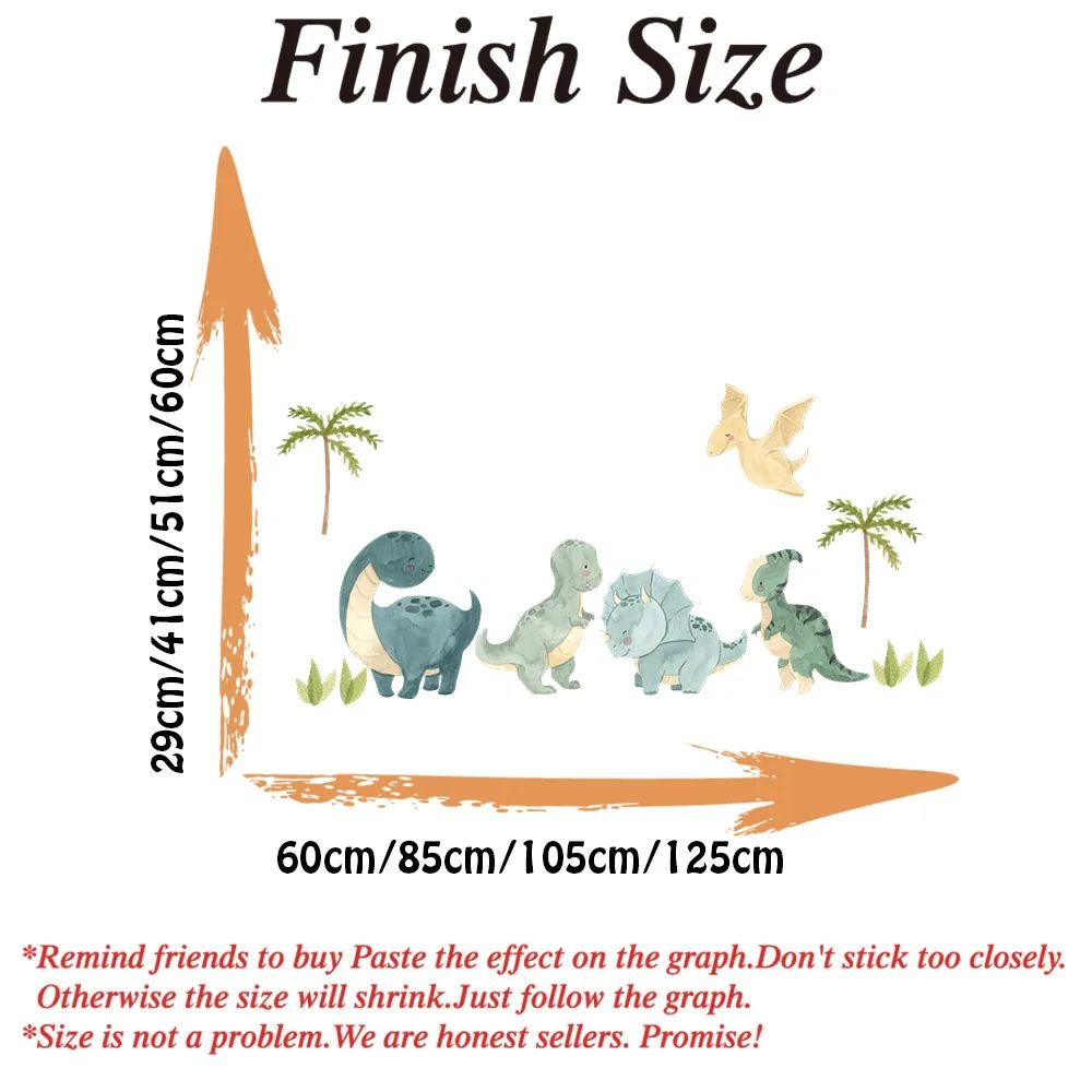 Watercolor Dinosaur Wall Stickers Jungle Adventure Nursery Wall Decor 3
