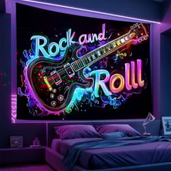 vikama neon guitar tapestry rock music wall decor for bedroom and studio