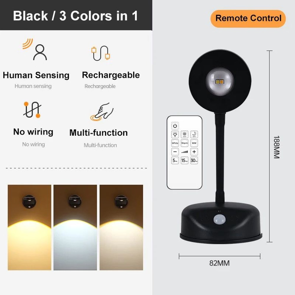 Wireless Motion Sensor LED Wall Light Rechargeable Picture Spotlight With Dimming 8