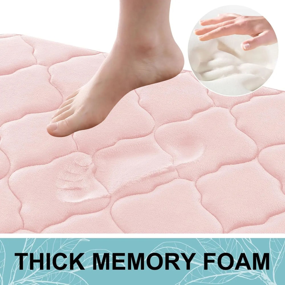 Homaxy Memory Foam Bath Mat Non Slip Soft Absorbent Bathroom Rug 3