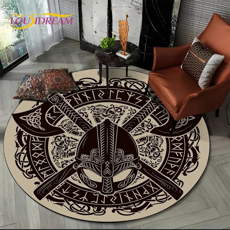 Viking Tree Of Life Round Area Rug Non Slip Decorative Floor Mat 21