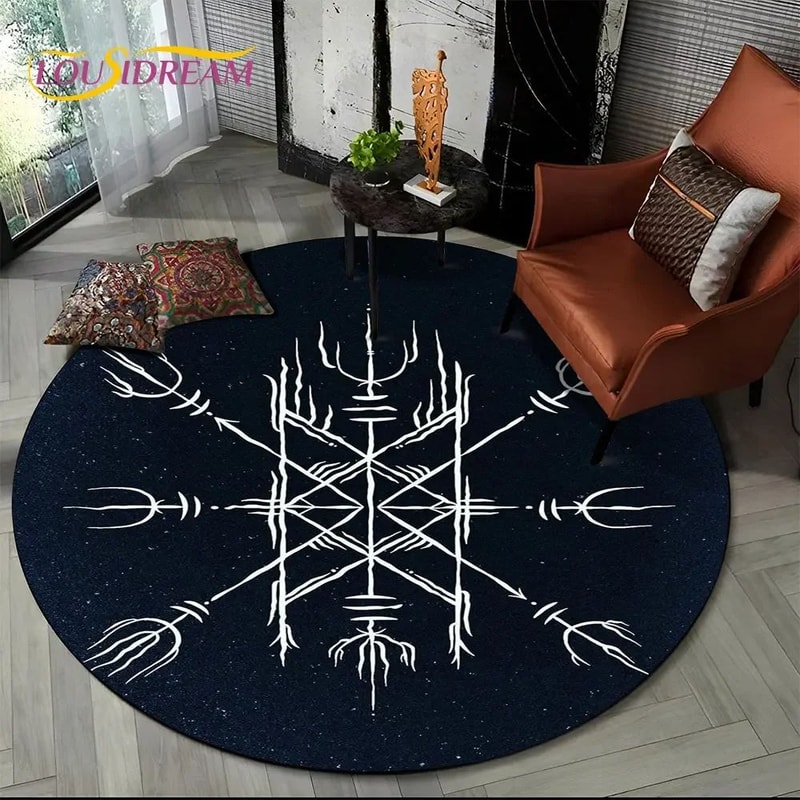 Viking Tree Of Life Round Area Rug Non Slip Decorative Floor Mat 26
