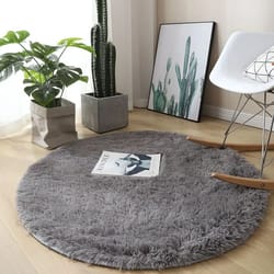 round plush rug soft fluffy carpet for living room and bedroom